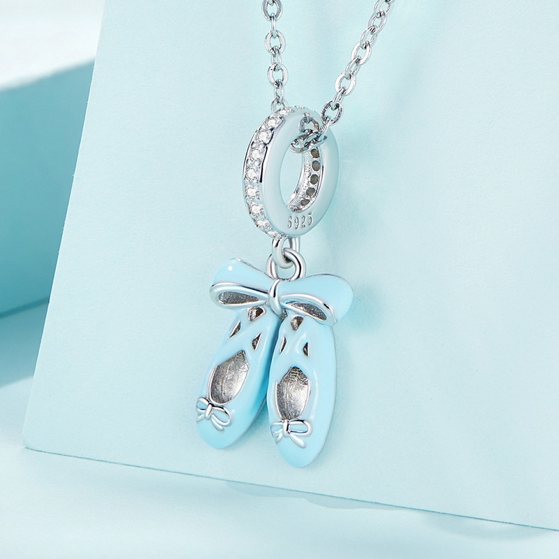 BAMOER Mặt Vòng cổ Bạc 925 Hình Đôi Giày Ba Lê Thời Trang