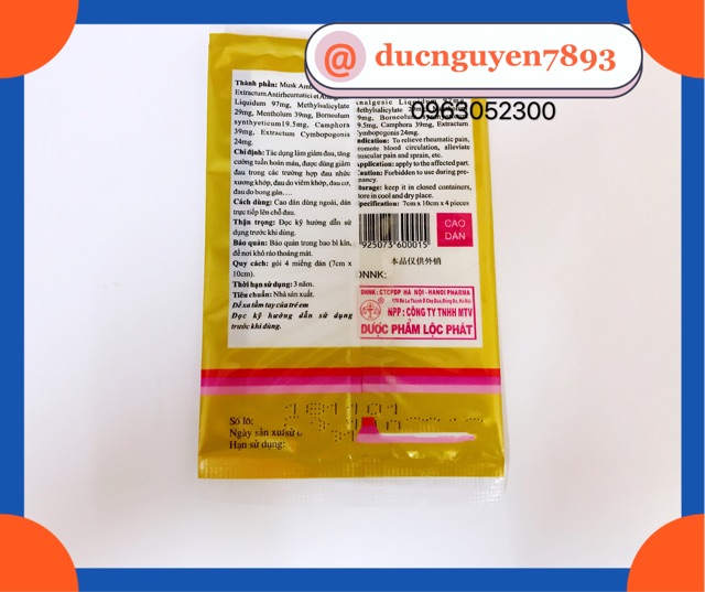 COMBO 5 BỊCH CAO DÁN CON HỔ  TRÁNG CỐT CHỈ THỐNG XẠ HƯƠNG