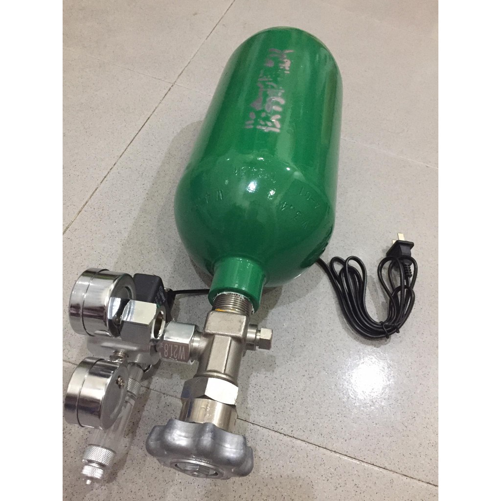 Bình thép nhật 2kg loại lùn + van điện Mufan