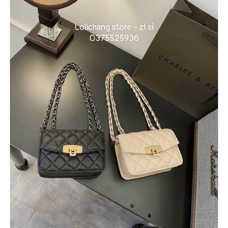 Túi Đeo Vai khoá gập trần ô siêu xinh, hàng loại đẹp lót đỏ