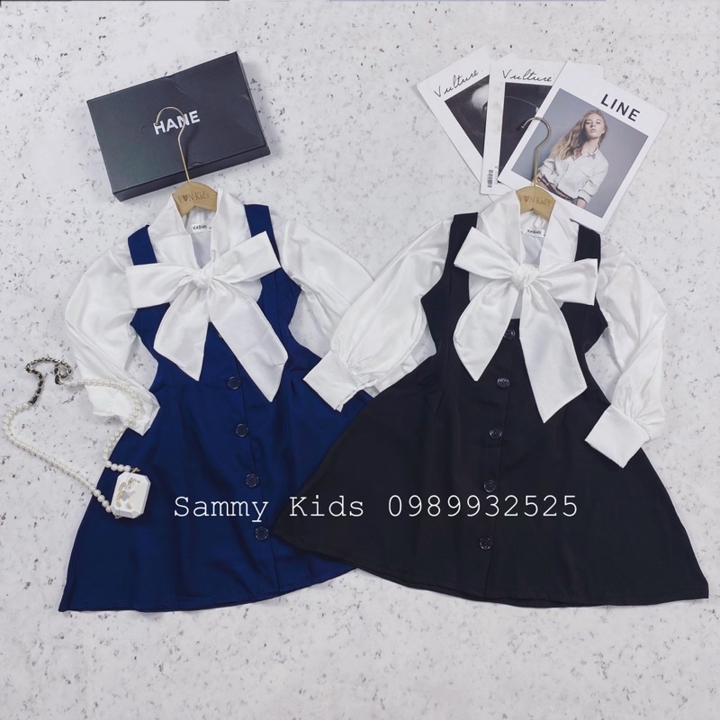 Set Sơ mi Nơ Yếm xoè tiểu thư cho bé gái size đại 16-40kg nhẹ nhàng nữ tính