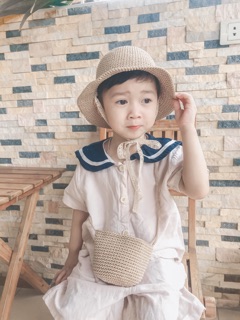 Set túi mũ bằng sợi thô cho bé
