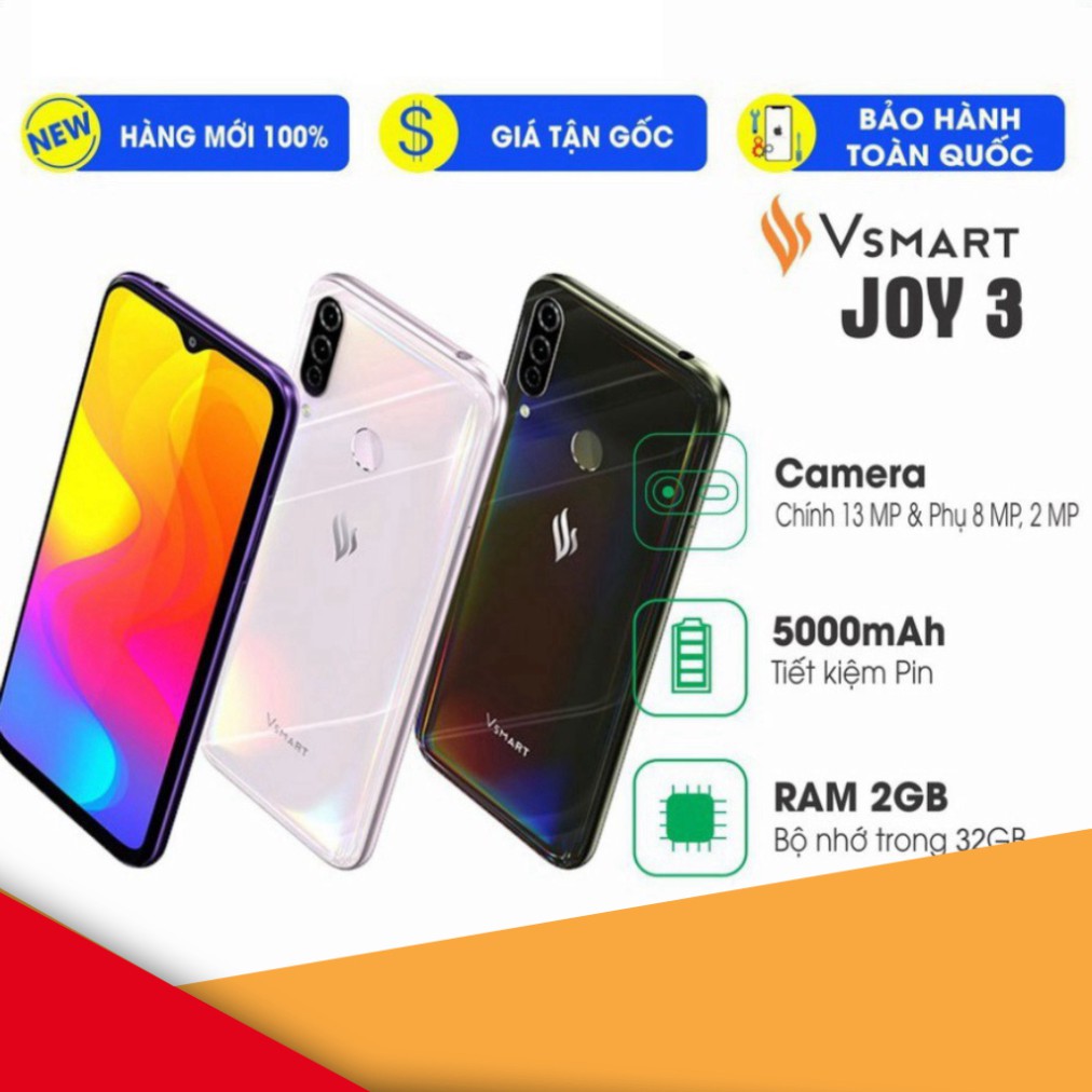 Điện thoại Vsmart Joy 3 (4GB/64GB) Fullbox Nguyên Seal Chính Hãng VJ3   - smartphone chất