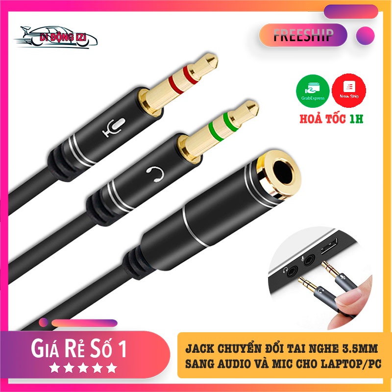 Jack Chuyển Đổi Tai Nghe 3.5mm Sang Audio Và Mic - Jack Gộp Tai Nghe và Mic 3.5mm Cho Laptop, Máy Tính PC