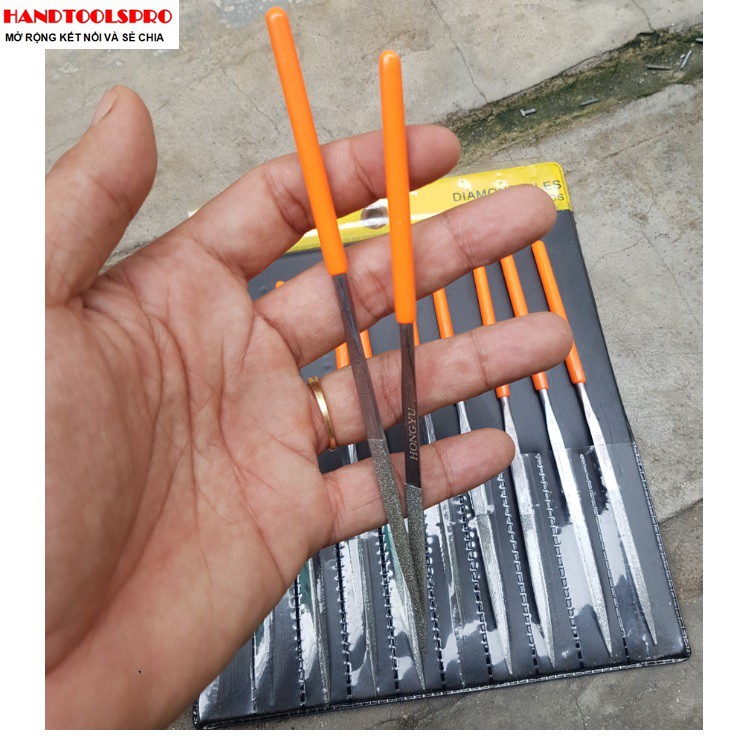 Bộ dũa kim cương tam giác 10 món HONGYU 3 size 3x140mm,4x160mm ,5x180mm