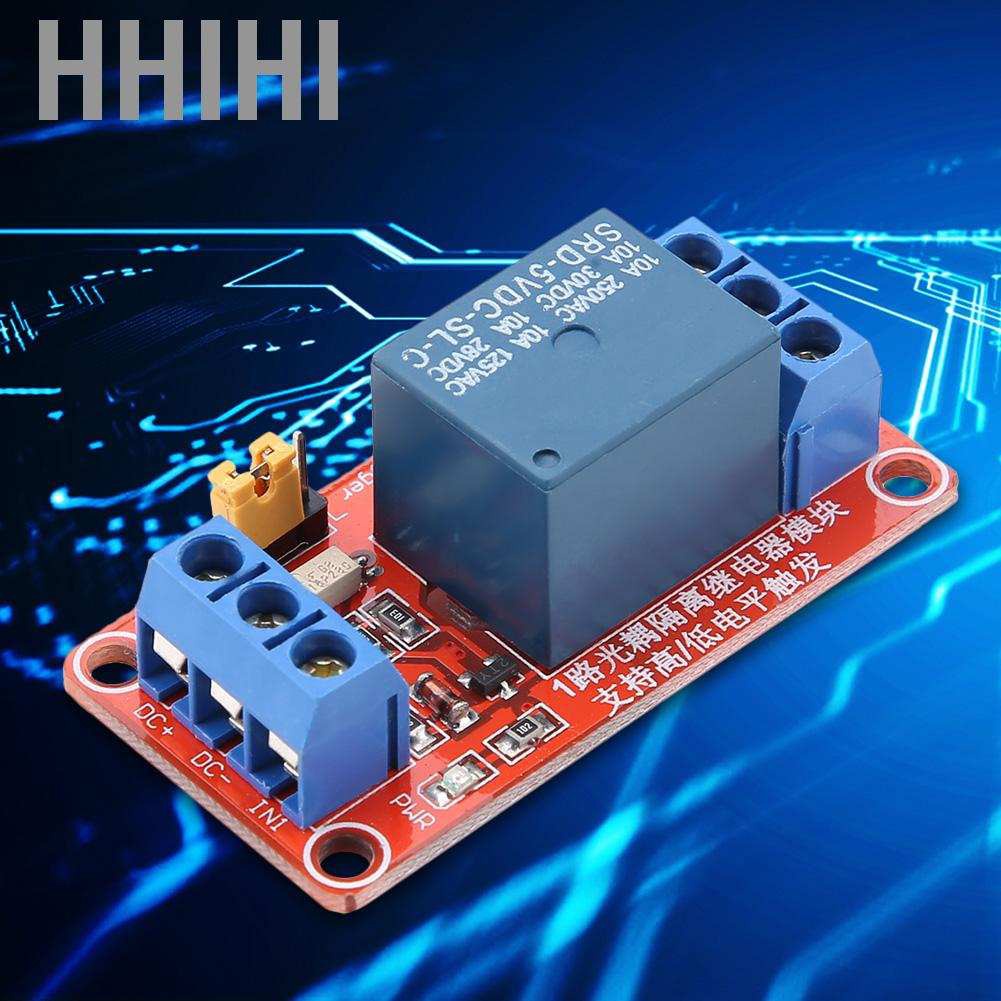 Hhihi 1 Channel Optocoupler Relay Module Board High & Low Trigger 5V/12V/24V 