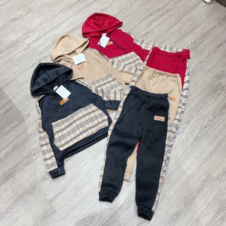 Bộ nỉ bông phối kẻ