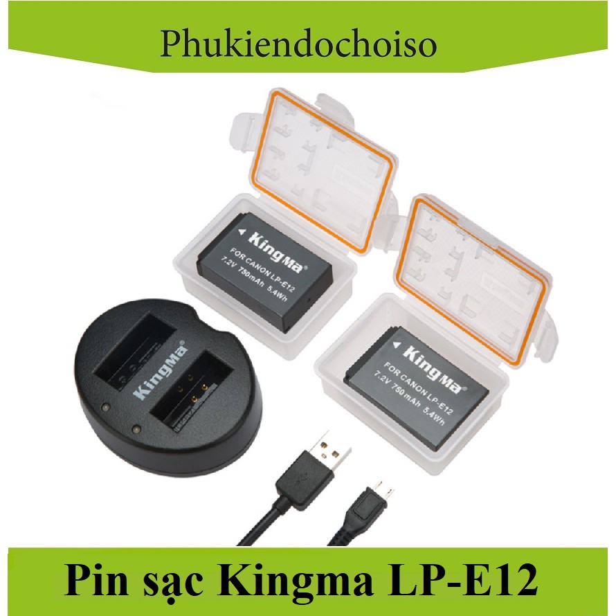Pin Sạc Kingma cho Canon LP-E12 + Hộp đựng Pin, Thẻ nhớ