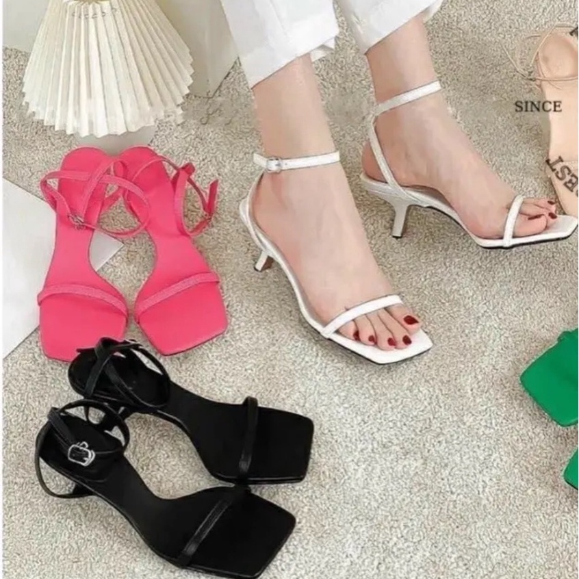 Giày Cao Gót TOTTE SHOES - Guốc Nữ Dây Mảnh Gót Lùn Nhọn - Saldan Thời Trang Mũi Vuông