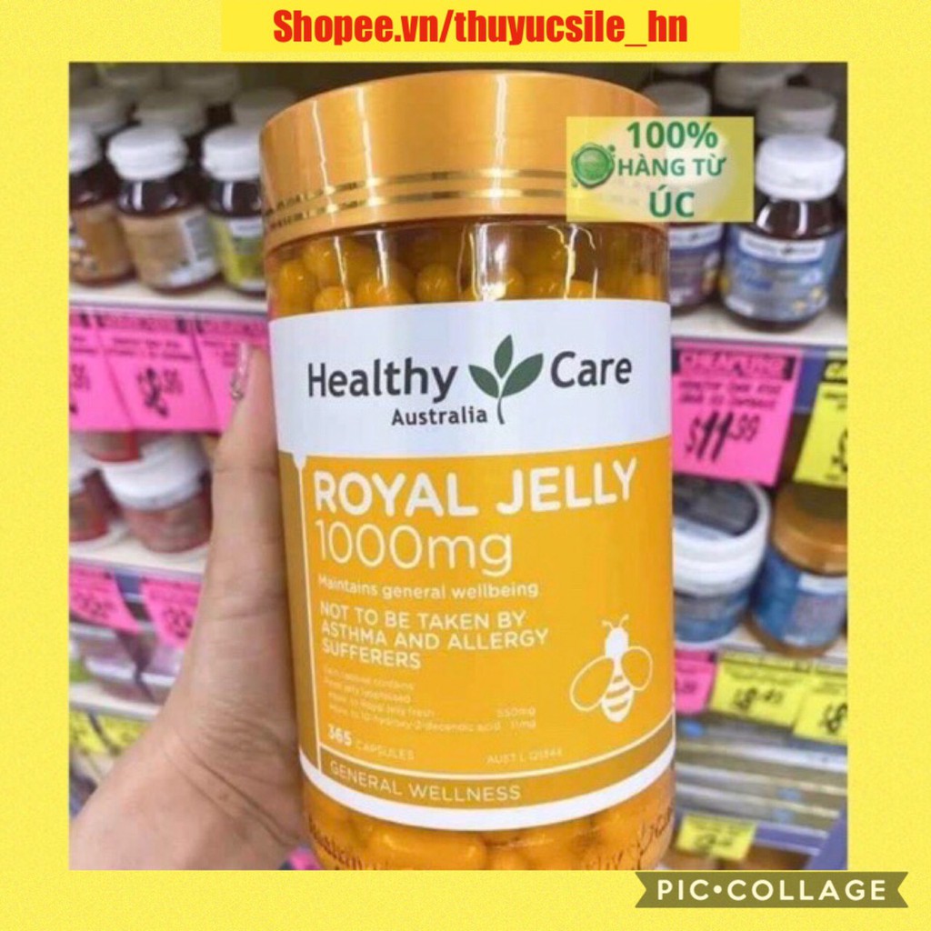 (Date 04/2024 - Mẫu mới nhất) Viên Sữa ong chúa Healthy Care Royal Jelly 1000mg Úc 365 Viên