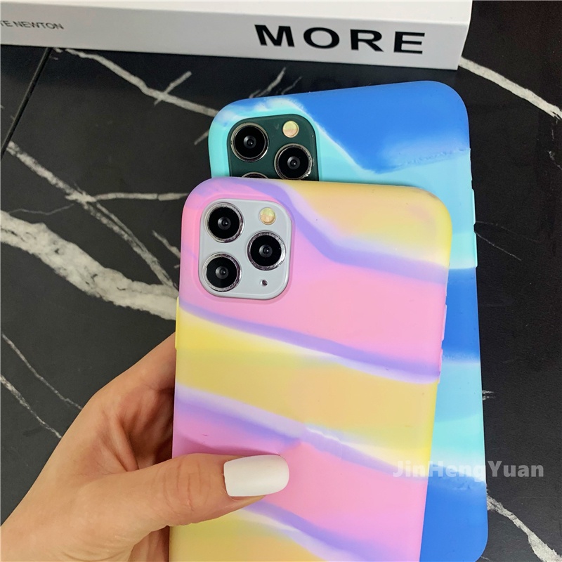 Ốp điện thoại silicon TPU mềm màu sắc Gradient cho iPhone 11 12 Pro Max 12Mini X XS Max XR 6 6s 7 8 Plus SE2 SE2020