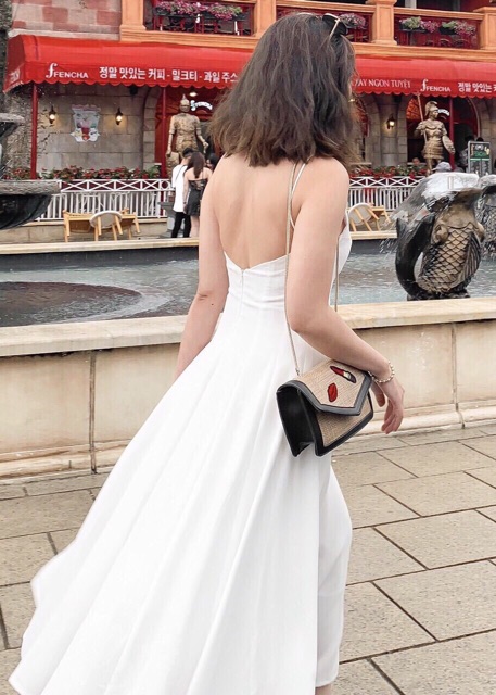 Đầm váy maxi trắng 2 dây cúp ngực (kèm hình thật) | BigBuy360 - bigbuy360.vn