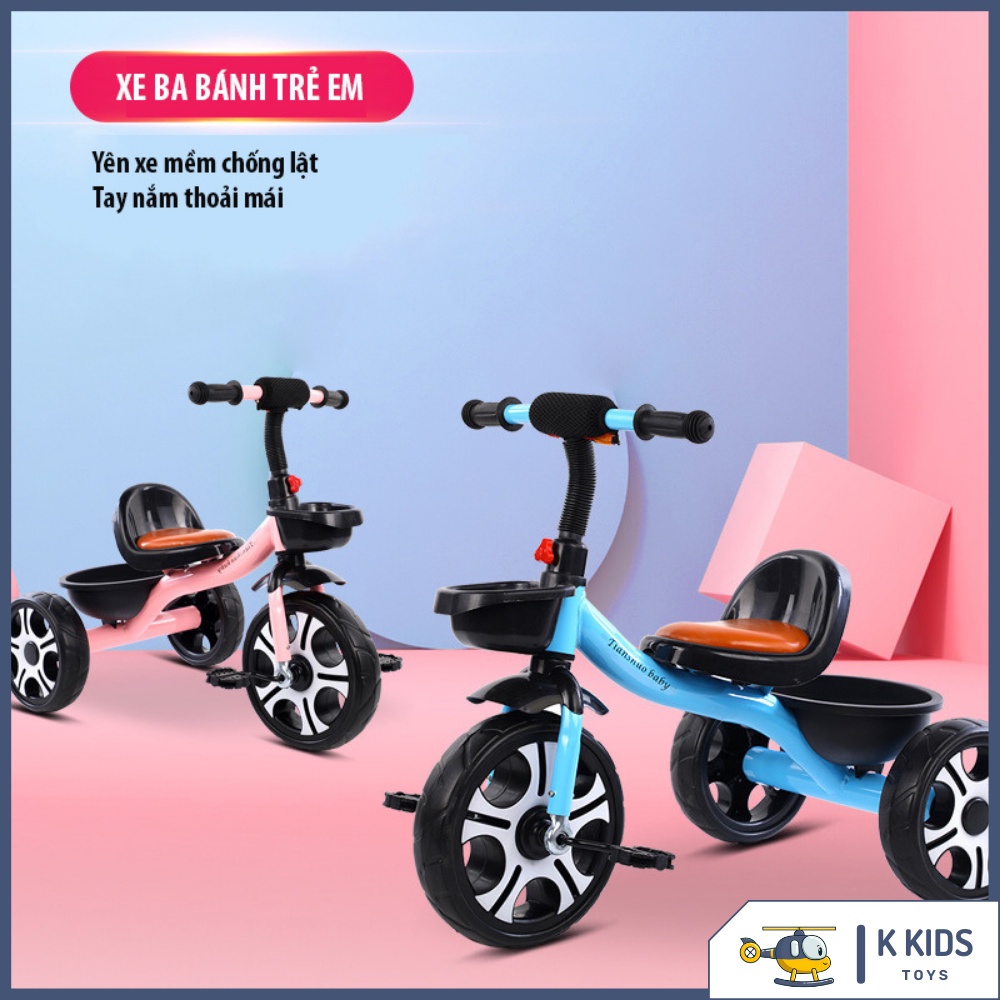 Xe đạp ba bánh cho bé có bàn đạp và yên bọc da cho bé 2 đến 5 tuổi