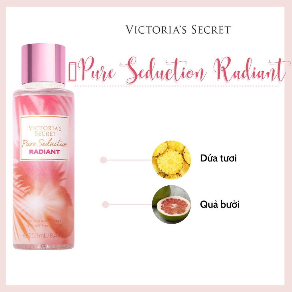 Xịt thơm toàn thân Victoria’s Secret mùi Pure Seduction Radiant 250ML