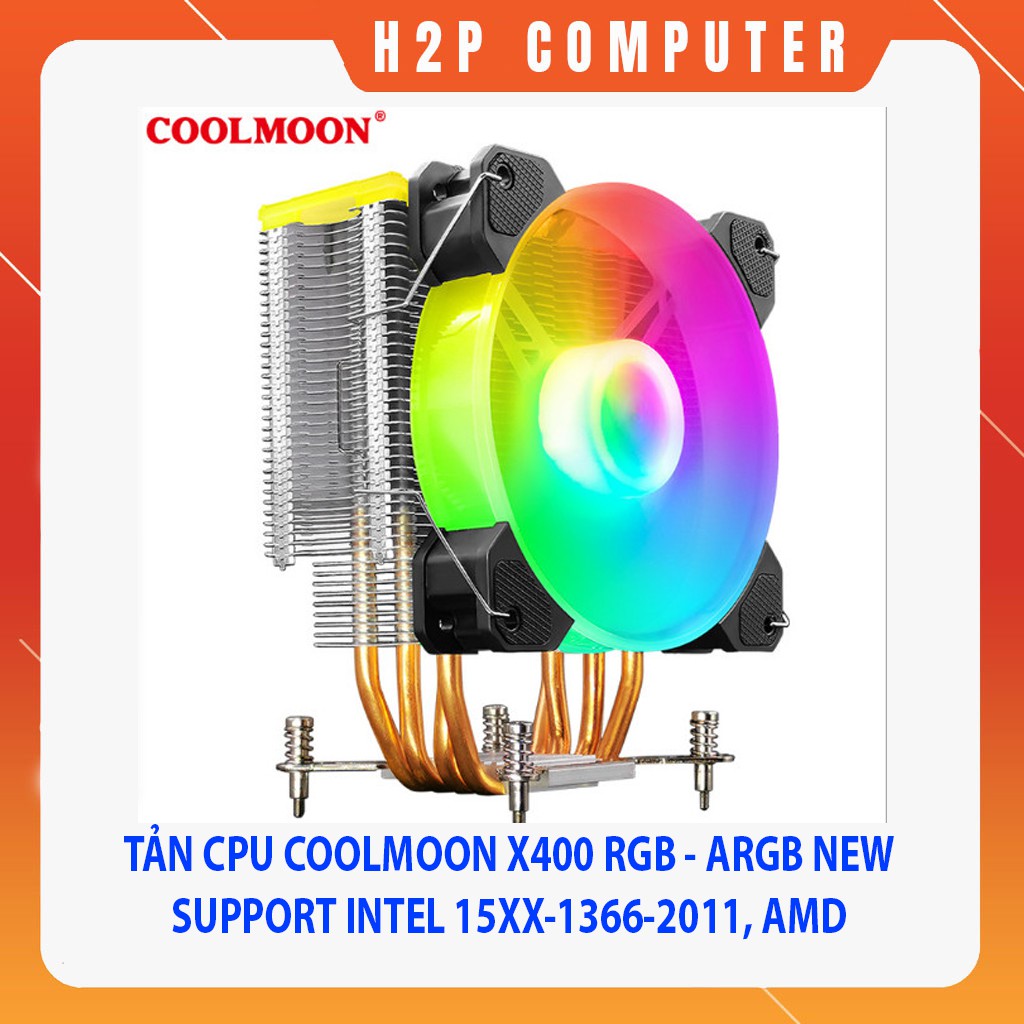 Tản CPU Coolmoon X400 New - Full Box - Support các loại socket Intel 15xx,1366,2100, AMD - BH 06 Tháng