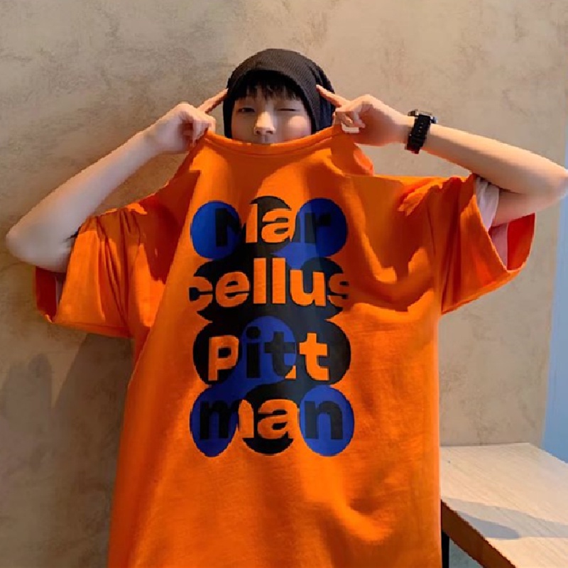 Áo Thun Tay Ngắn Dáng Rộng In Chữ Phong Cách Hàn Quốc Thời Trang Mùa Hè Cho Nam Và Nữ size M-5XL