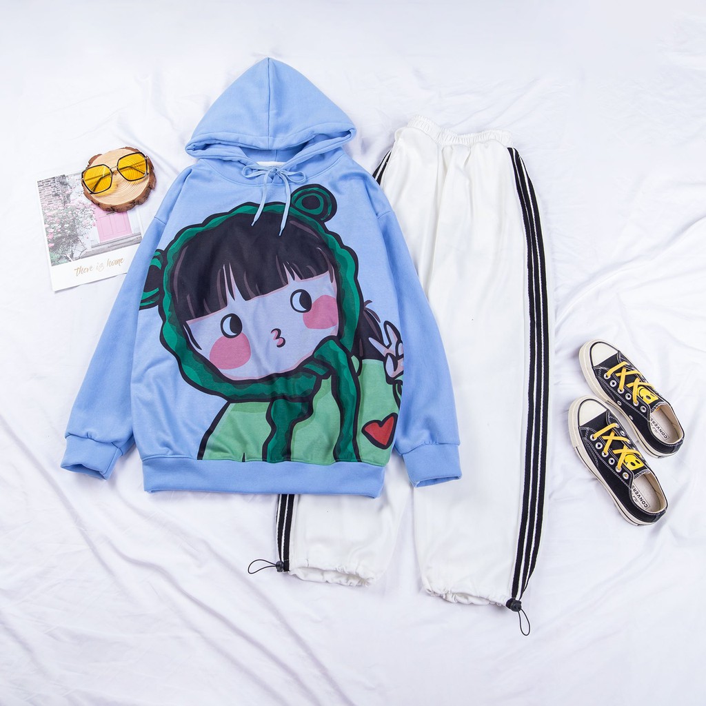Áo Hoodie ❤️ Áo khoác nỉ Cotton 2 lớp trần bông form Unisex nam nữ - Bé Chibi AK04