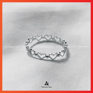 Nhẫn bạc tim thủng viền xung quanh, nhẫn bạc thiết kế tinh tế, nhẹ nhàng