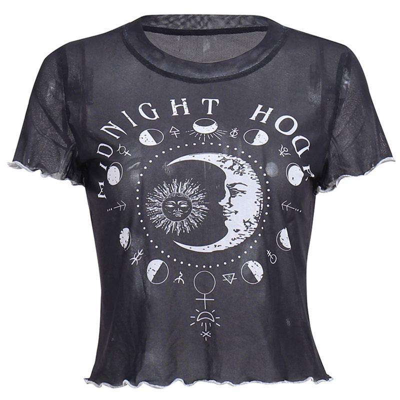 Áo Thun Tay Ngắn Phối Lưới Thời Trang Mùa Hè Quyến Rũ Cho Nữ