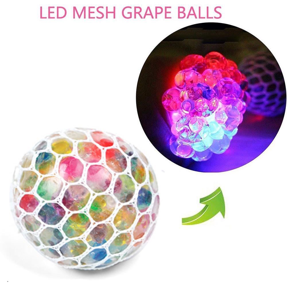 1pc Funny Anti-stress Squishy Led Mesh Ball Grape Squeeze Sensory Fruity Newly Toy Kids &amp; Adults Play Vent Toy Gift