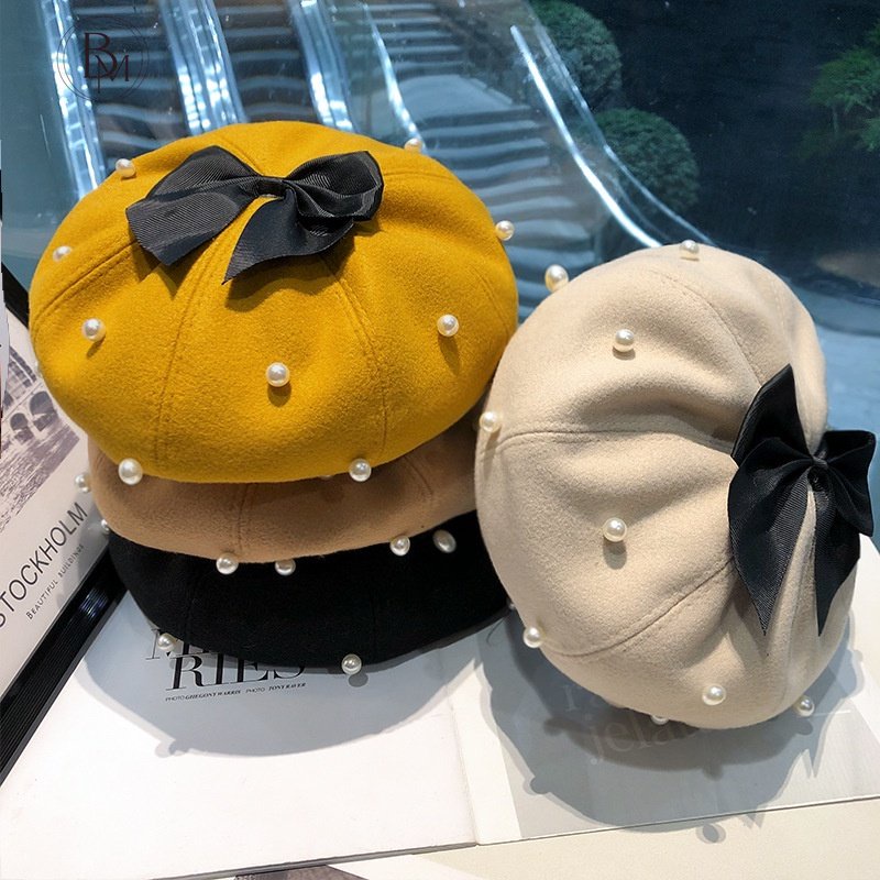 Mũ nồi BANMA đính nơ ngọc trai nhân tạo phong cách lolita Nhật Bản