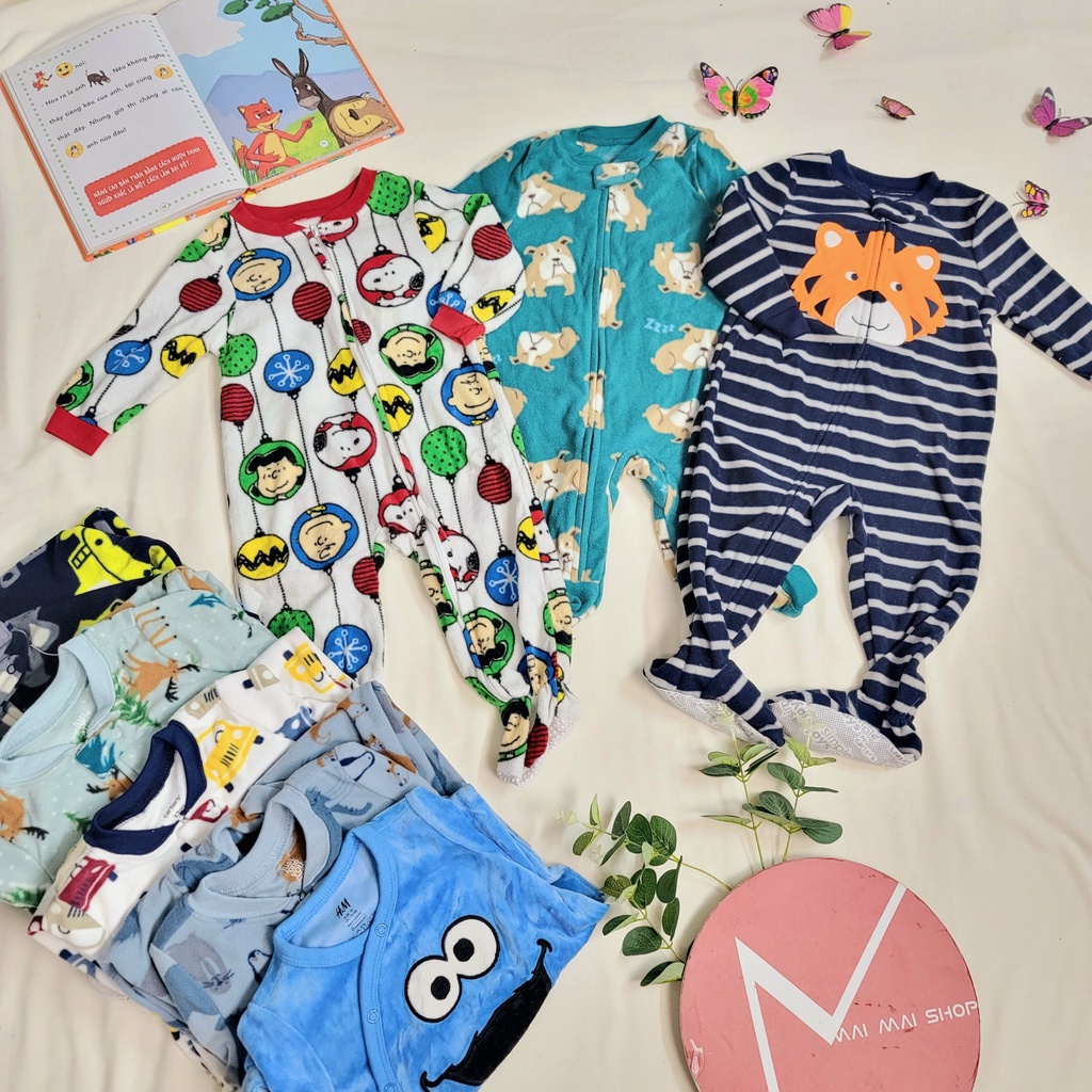 (Chọn màu- 12M) Body nỉ liền thân cho bé trai, bé gái, Bộ đồ liền thân, bodysuit,bodysleep