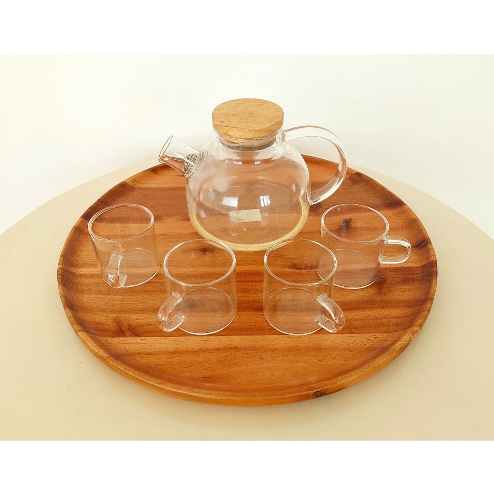 Đĩa, Dĩa, Khay Gỗ Tròn Nhiều Kích Thước Trang Trí, Đựng Trà, Trái Cây Kiểu Dáng Vintage Mộc Mạc - Hàng VN Xuất Khẩu