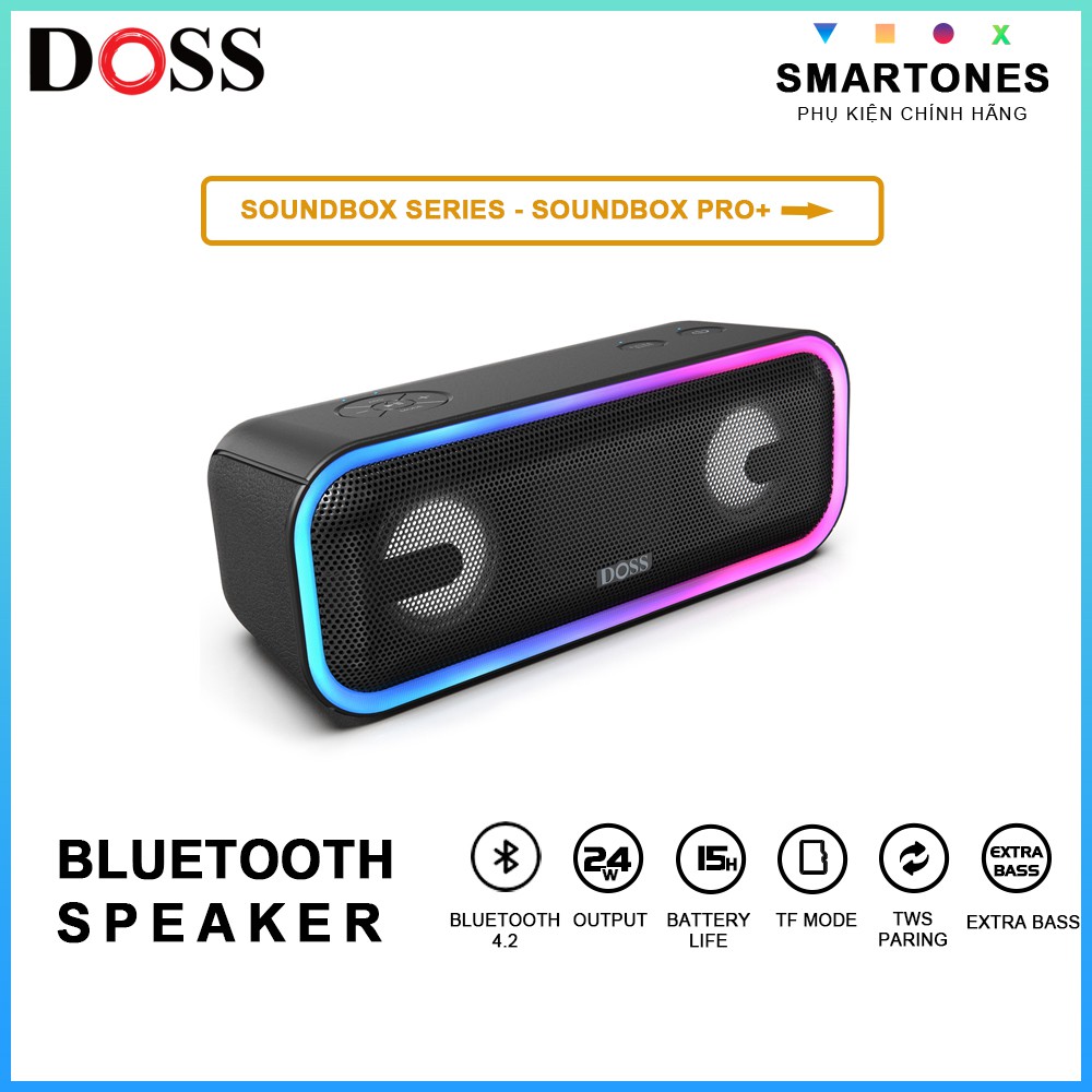 Loa di động Doss SoundBox Pro+ công suất 24W âm Bass mạnh cho điện thoại và máy tính