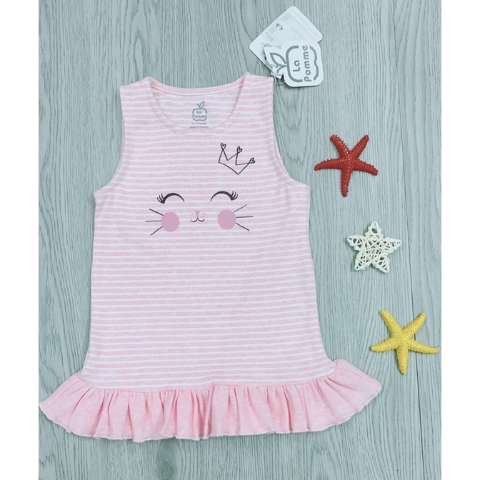 La pomme - Đầm xuông bèo nhún công chúa nhỏ vải nỉ nhung hãng La pomme