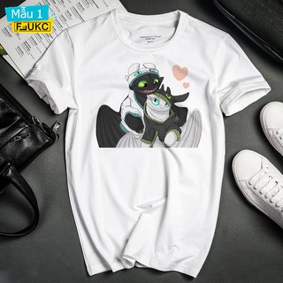 Áo Thun Teen In Hình Đôi Rồng Light Fury Và Night Fury Cực Đáng Yêu F702L2