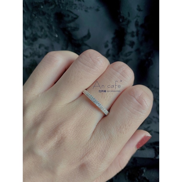 Nhẫn nữ, đính đá, xinh xắn, thanh lịch, đôi, trơn, hàn quốc