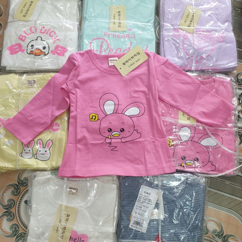 {8-14kg} Áo dài tay bé gái chất cotton tàu đẹp