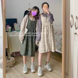 Váy yếm dạ kẻ caro