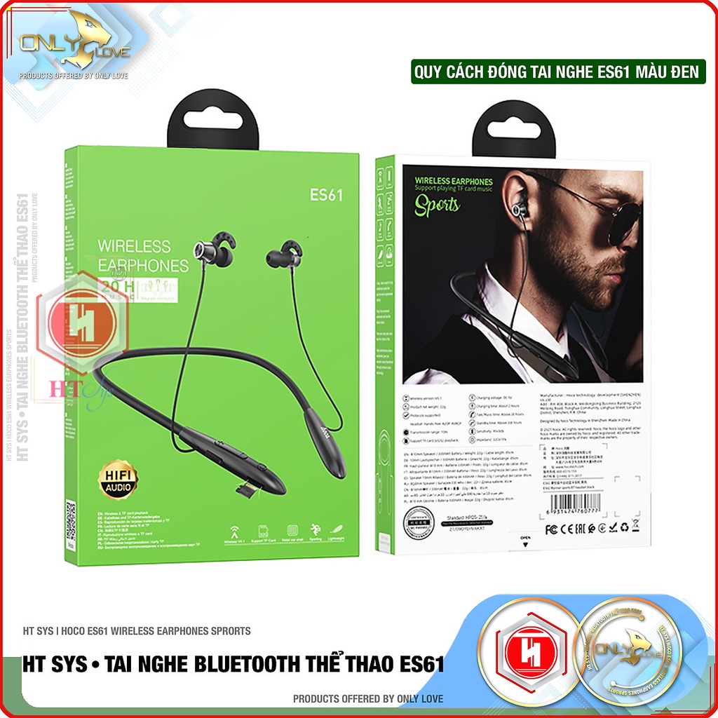 Tai nghe Bluetooth hoco ES61 Freeship Tai nghe thể thao - tai nghe true wireless - tai nghe đeo cổ - HÀNG CHÍNH HÃNG