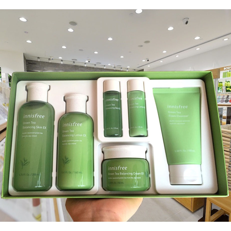 SET DƯỠNG DA TRÀ XANH 6 MÓN INNISFREE GREEN TEA BALANCING SKIN SKIN CARE SET EX