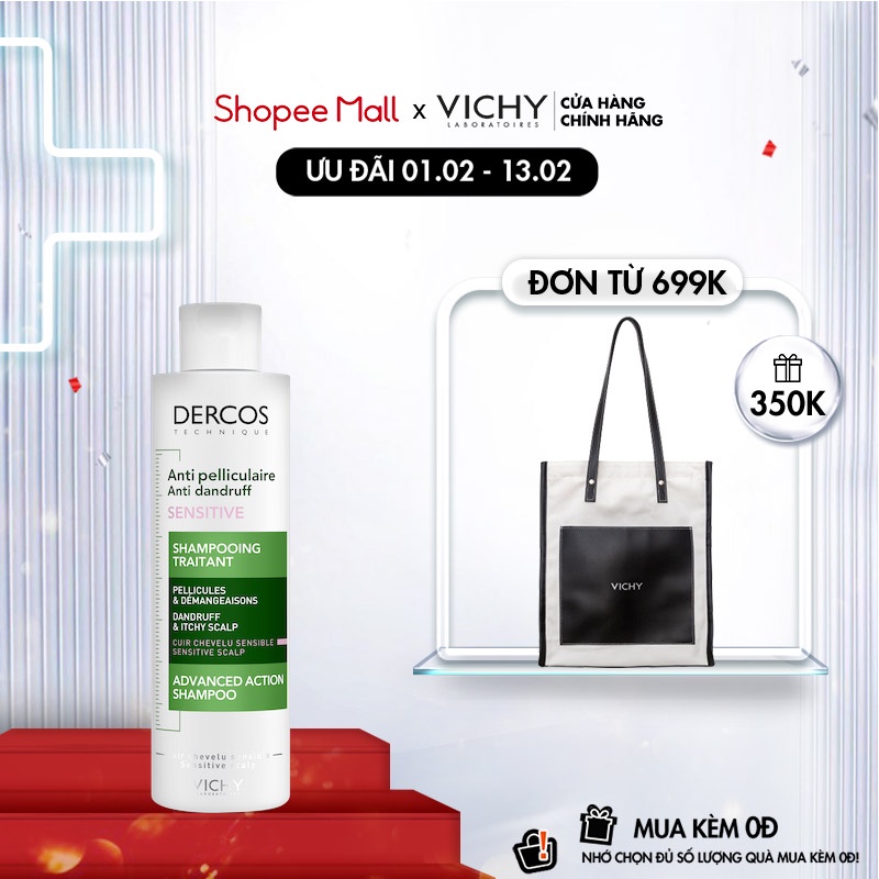 Dầu gội giúp giảm gàu và làm dịu da đầu ngứa - dành cho da đầu dầu nhạy cảm Vichy Dercos Anti Pelliculaire 200ml | WebRaoVat - webraovat.net.vn