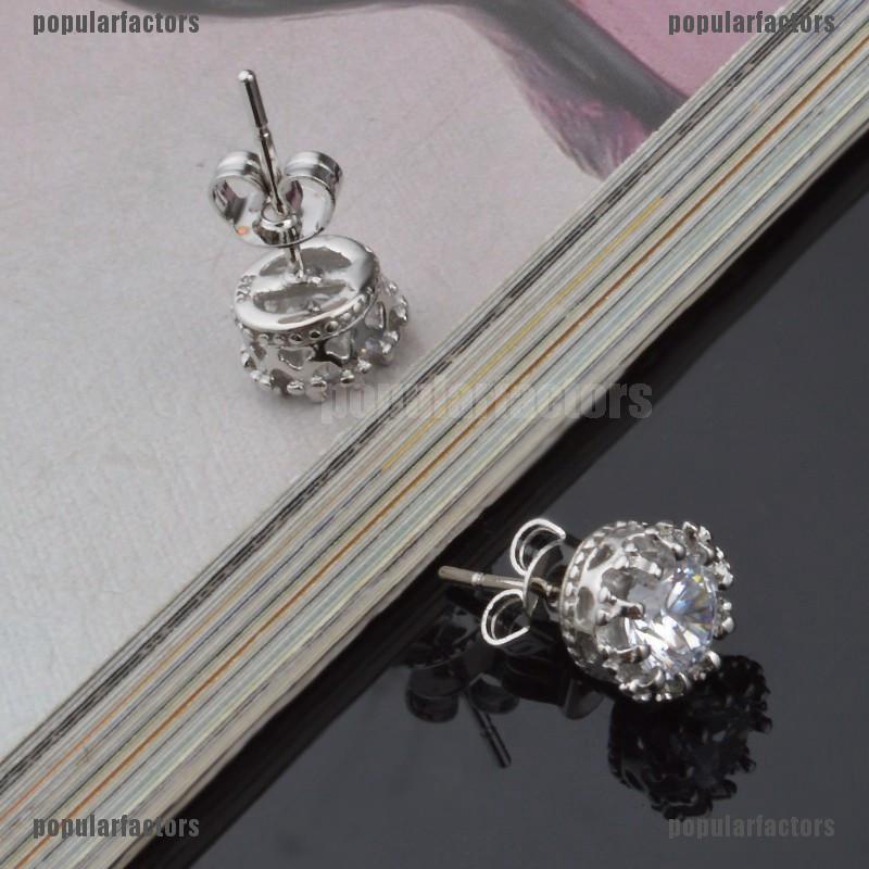 Khuyên Tai Tròn Mạ Bạc Đính Đá Zircon