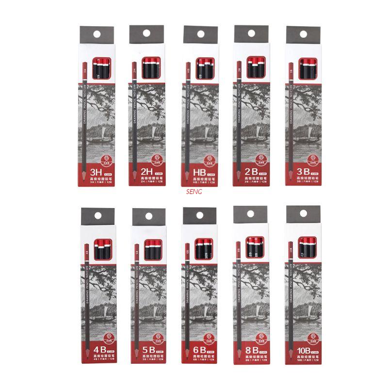 Hộp 12 Bút Chì 2h Hb 2b 3b 3h 4b 5b 6b 8b 10b Tiện Dụng