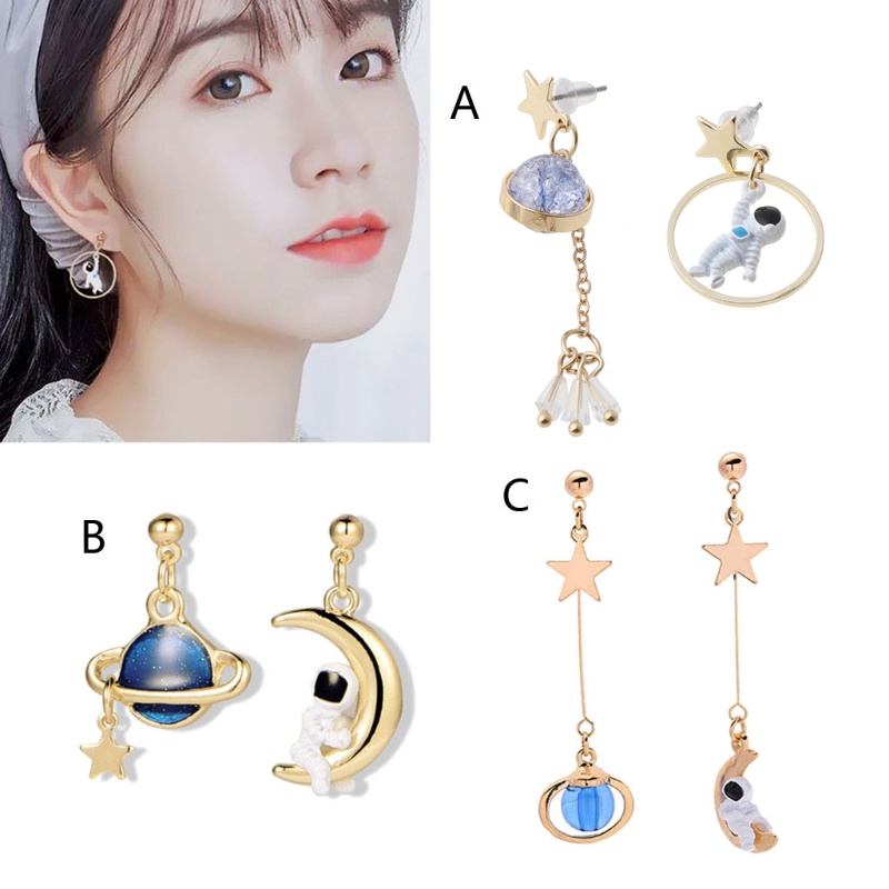 Bông Tai Hình Mặt Trăng / Hành Tinh / Phi Hành Gia 3D Thời Trang Dành Cho Nữ