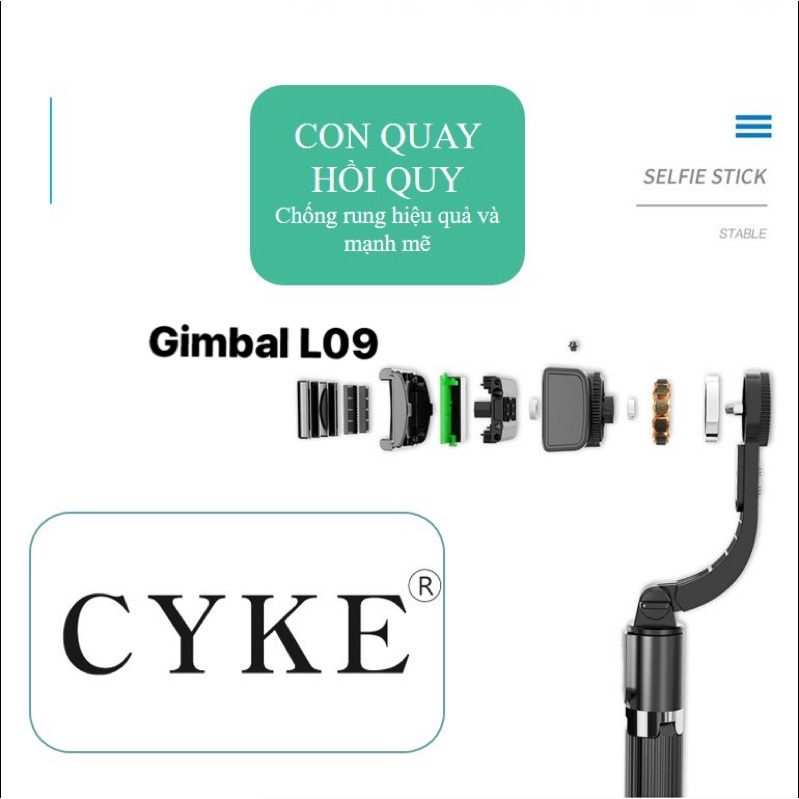 Gậy chụp ảnh chống rung Gimbal L09 tích hợp đèn Led