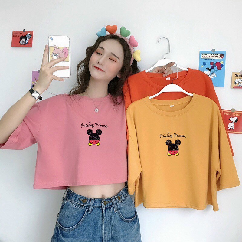 Áo Thun Nữ - Áo Croptop Thời Trang Dáng Rộng Năng Động Thời Trang Siêu Xinh | BigBuy360 - bigbuy360.vn