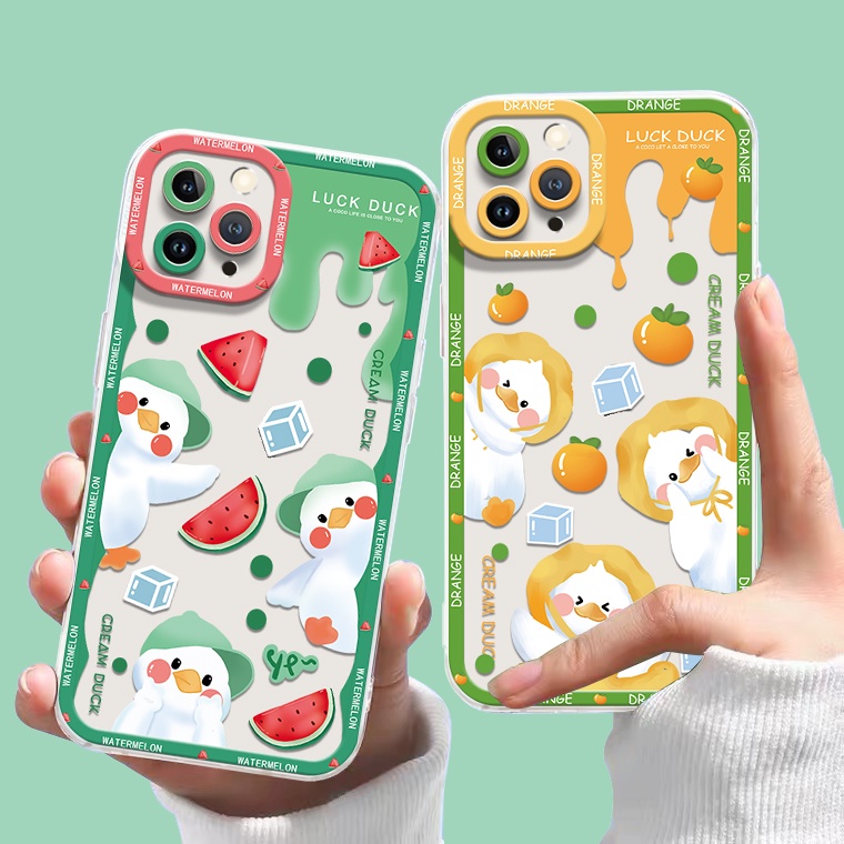 Ốp Điện Thoại Silicon TPU Mềm Trong Suốt In Hình Vịt Hoạt Hình Cho IPhone 14 13 12 11 Pro X XR XS Max SE 6 6S 7 8 Plus