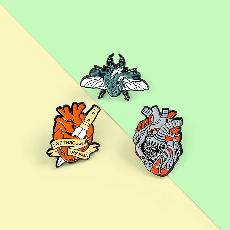 Ghim cài áo QIHE JEWELRY hình trái tim 3 kiểu độc đáo thời trang