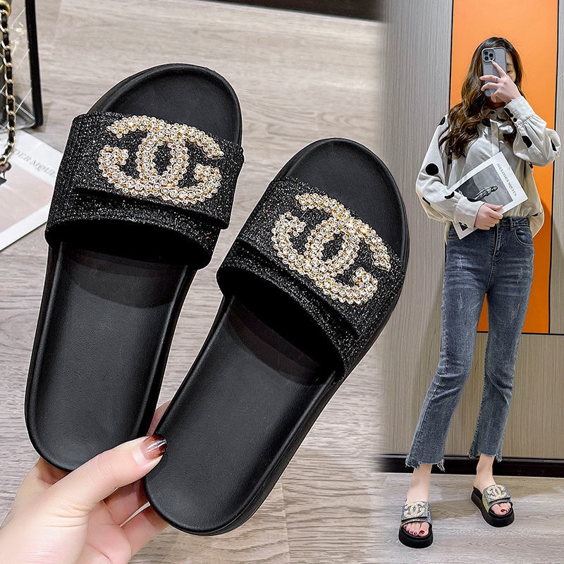 Dép Sandal Đế Dày Đính Đá Thời Trang Mùa Hè Phong Cách Mới