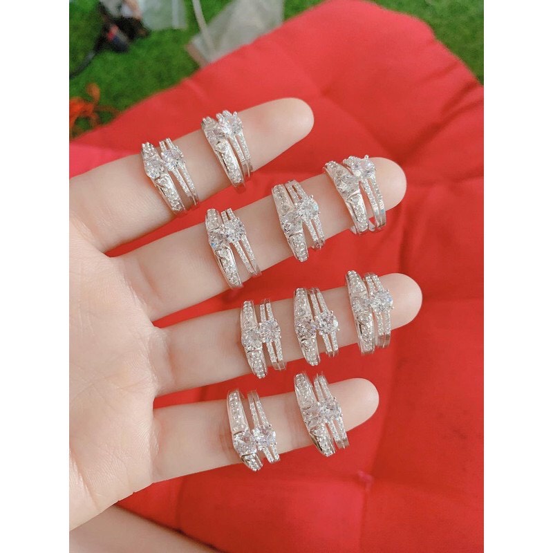 Nhẫn đôi nhẫn cặp bạc thật kiểu dáng trẻ trung - Kho sỉ bạc Nhất Linh