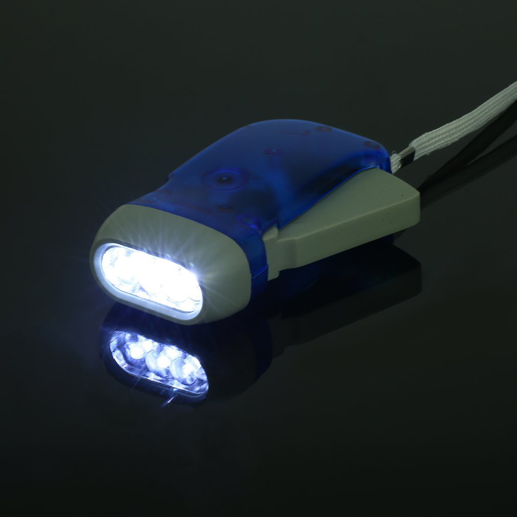 3 LED Dynamo Gió Up Flashlight Torch Ánh Sáng Hand Press Crank NR Cắm Trại