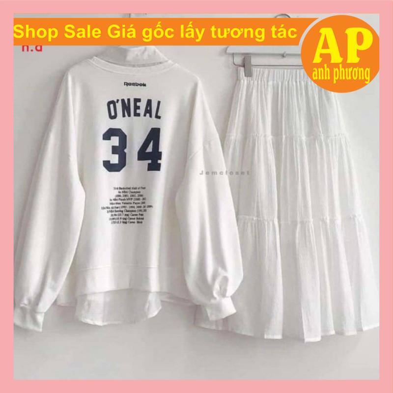 Sét áo phông sweater 34+ sơ mi + Chân váy 3 tầng ulizzangáo ngoài dài tay mix sơ mi trắng chất thô mềm và chân vays