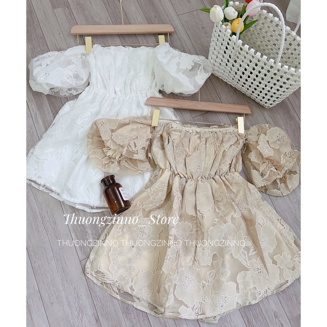 [Ảnh thật/Video] ÁO TRỄ VAI Laika HOA CHÌM Chiết eo tiểu thư