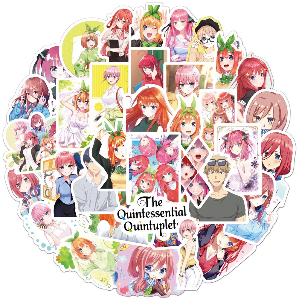 Bộ 50 Sticker The Quintessential Quintuplets Dán Trang Trí Xe Máy/Điện Thoại/Laptop/Va Li