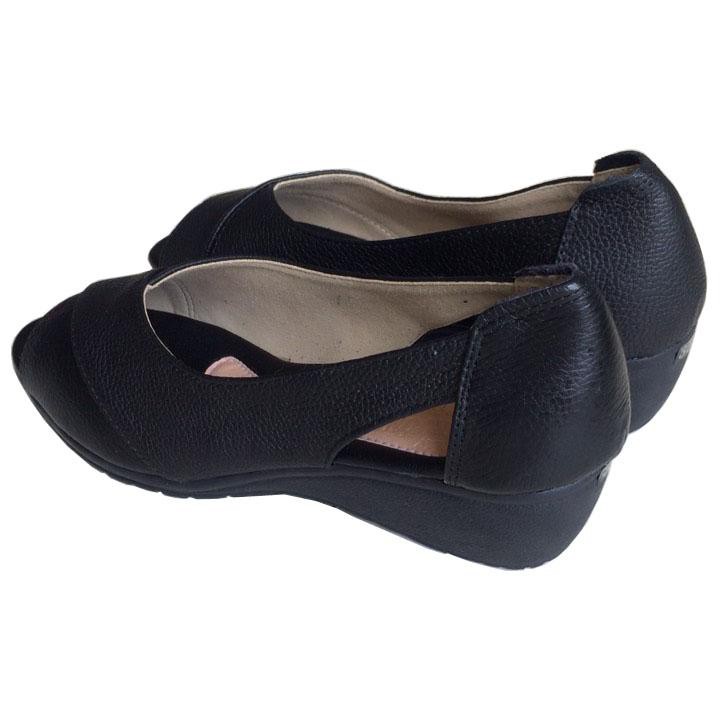 Giày đế xuồng nữ da bò hở mũi cao cấp THDXN0114